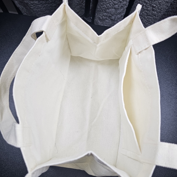 Set of Three Cream Canvas Tote Bags - Picture 4 of 5